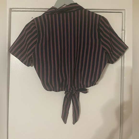 Moon Orchid Navy blue and red striped tie up crop top size Small - Picture 4 of 7